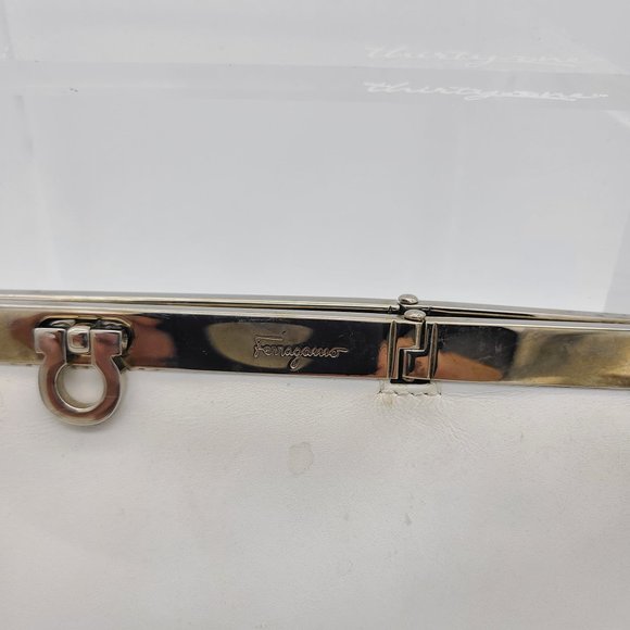 Salvatore Ferragamo White Leather Clutch (see pics) - Picture 10 of 11